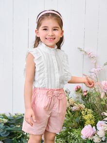 Toddler Girls Ruffle Trim Button Through Blouse - White - View 3