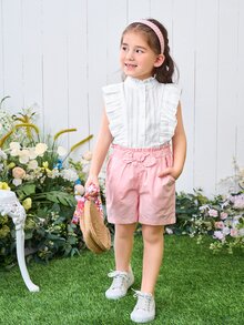 Toddler Girls Ruffle Trim Button Through Blouse - White - View 4