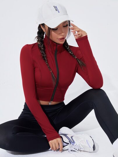 Zip Up Crop Sports Jacket