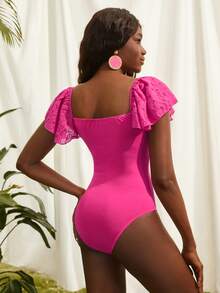 SHEINNeu Body pecho con fruncido escote corazón cuello - Rosa Fucsia - Ver 2