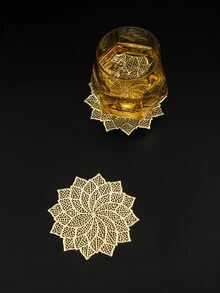 6入組樹葉鏤空杯托 - 金色 - 查看 3