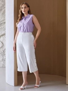 MOTF PREMIUM PLUS VISCOSE CAPRIS TAILORED TROUSERS - White - View 3