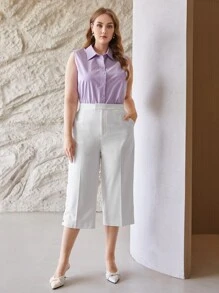 MOTF PREMIUM PLUS VISCOSE CAPRIS TAILORED TROUSERS - White - View 4