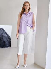 MOTF PREMIUM PLUS VISCOSE CAPRIS TAILORED TROUSERS - White - View 7