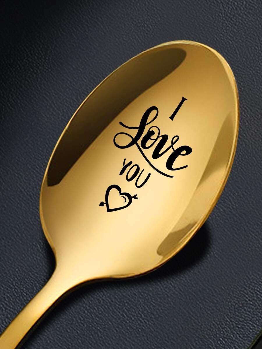 1pc Slogan Lettering Spoon - Vàng - Xem 1