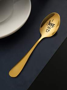 1pc Slogan Lettering Spoon - Vàng - Xem 2