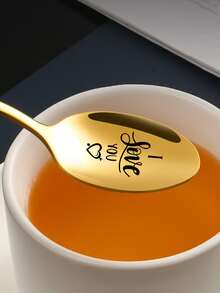 1pc Slogan Lettering Spoon - Vàng - Xem 3