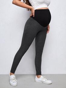 SHEIN Maternity Colourblock High Waist Leggings - Grey - View 3