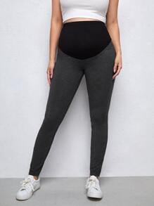 SHEIN Maternity Colourblock High Waist Leggings - Grey - View 5