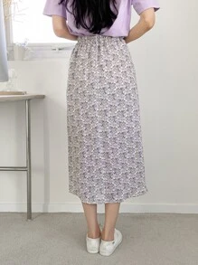 DAZY Tee & Ditsy Floral Skirt - Lilac Purple - View 2