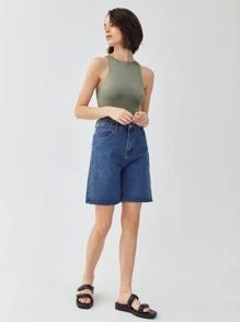 SHEIN Recycled Polyester Tank Bodysuit - Green - View 10