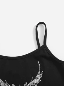SHEIN Tank Tops & Camis Bé Gái Pha lê kim cương Đồ họa Giải trí - màu đen - Xem 3
