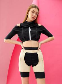 QUINCY 2pcs Flap Pocket Cutout Detail Shorts - Multicolor - View 5