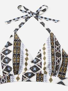 Geo Graphic Halter Shorts Bikini - Multicolor - View 5
