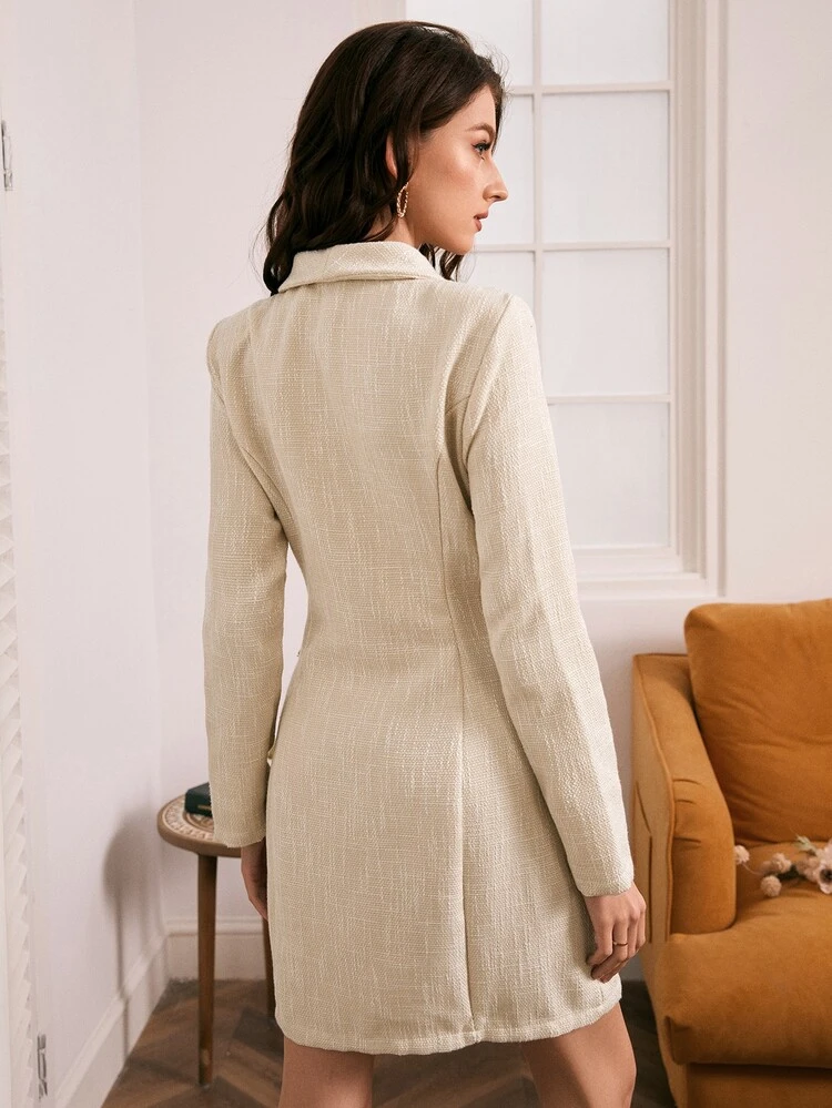 Shawl Collar Flap Detail Blazer Dress