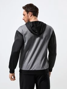 男友风男士反光条半拉链运动卫衣 - 灰色 - 查看 2