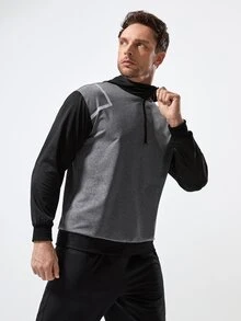 男友风男士反光条半拉链运动卫衣 - 灰色 - 查看 5