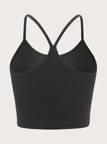 SHEIN EZwear Plus Marled Print Racerback Cami Top - Black - View 2