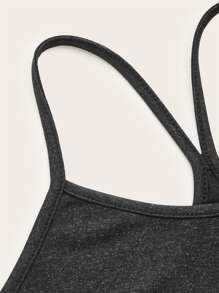 SHEIN EZwear Plus Marled Print Racerback Cami Top - Black - View 3