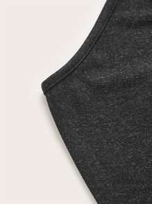 SHEIN EZwear Plus Marled Print Racerback Cami Top - Black - View 4