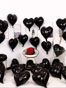 10 piezas/1 pieza Globos decorativos con forma de corazón negro para fiesta y ambiente de celebración - Negro - Ver 3