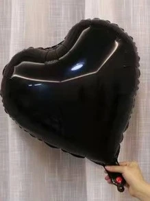 10 piezas/1 pieza Globos decorativos con forma de corazón negro para fiesta y ambiente de celebración - Negro - Ver 5