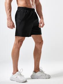 Gym Rark Boyfriend Style Men Bull & Letter Print Slant Pocket Sports Shorts Gym Shorts Jogger Shorts - Black - View 4