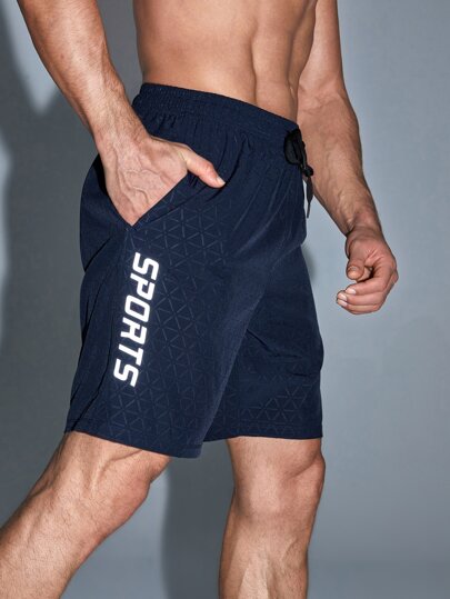 Manfinity Sport Corelite 男友风男士反光字母图案运动短裤