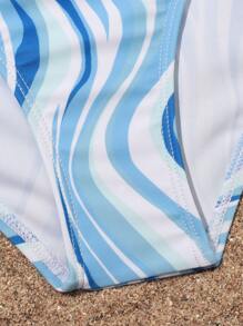 Teen Girls Allover Print Bikini Set Summer Beach - Blue - View 5