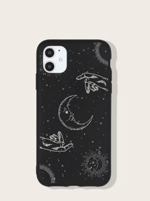 Funda para móvil luna & mano patrón - Blanco y Negro - Ver 1