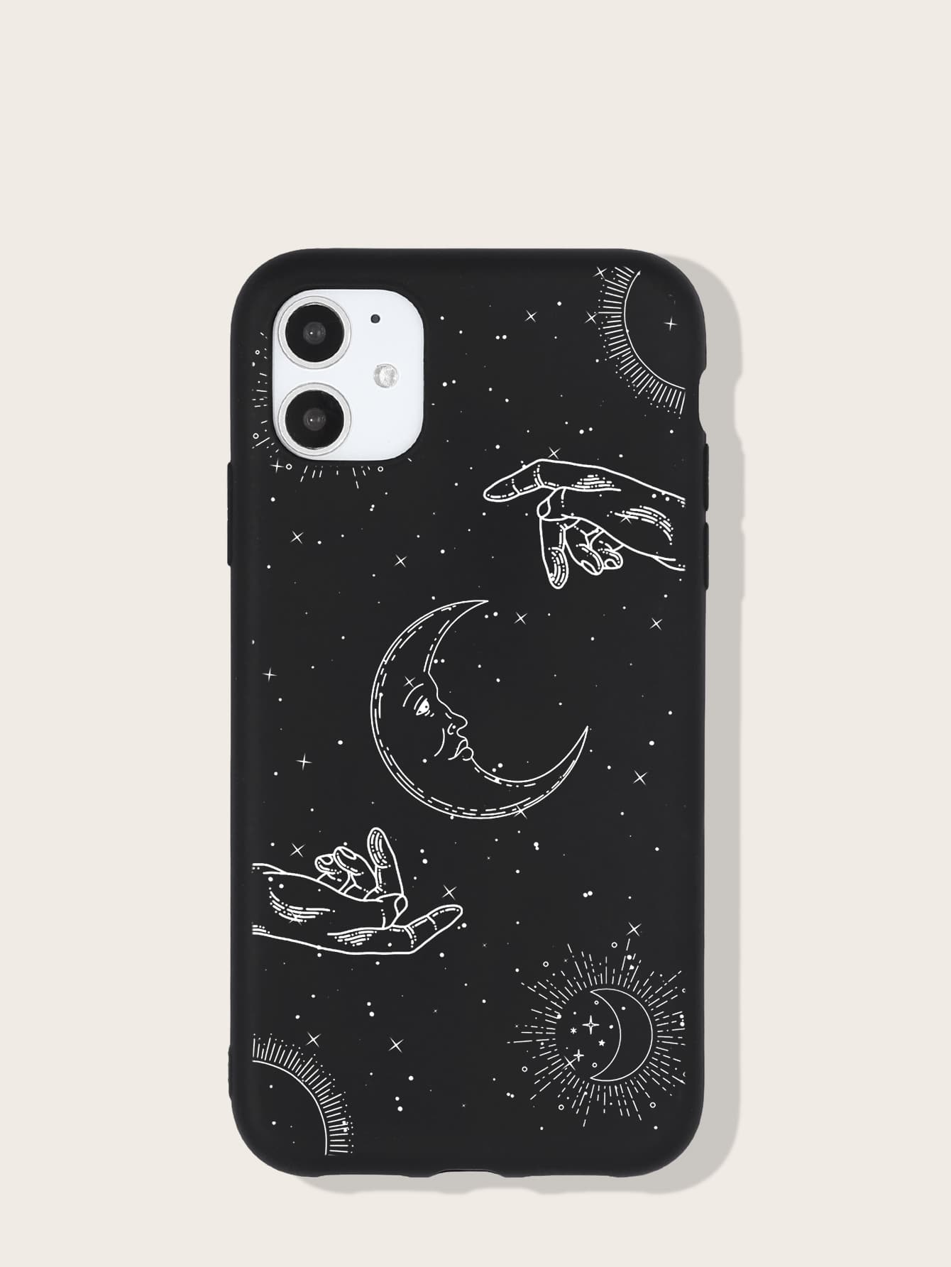Funda para móvil luna & mano patrón - Blanco y Negro - Ver 1