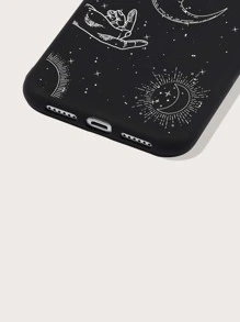 Funda para móvil luna & mano patrón - Blanco y Negro - Ver 3