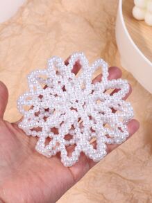 1 件女童春夏优雅珍珠发网，适合发髻发型、舞蹈表演、通勤上班 - 白色 - 查看 2