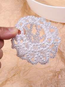 1 件女童春夏优雅珍珠发网，适合发髻发型、舞蹈表演、通勤上班 - 白色 - 查看 4