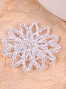 1 件女童春夏优雅珍珠发网，适合发髻发型、舞蹈表演、通勤上班 - 白色 - 查看 5