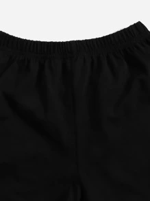 SHEIN Leap Crew Young Girl Toddler Girls Heart Print Tee & Shorts - Baby Blue - View 3