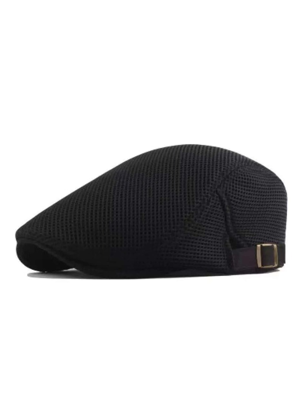 1pc Men Cabbie Flat Cap Breathable Mesh Summer Hat Adjustable Newsboy Beret Ivy Cap