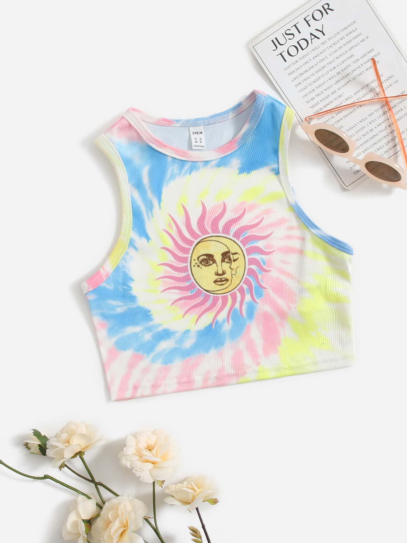 SHEIN Tank Tops & Camis Bé Gái Đồ họa Cà vạt nhuộm Giải trí - Nhiều màu - Xem 1