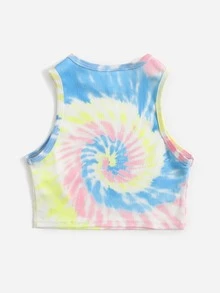 SHEIN Tank Tops & Camis Bé Gái Đồ họa Cà vạt nhuộm Giải trí - Nhiều màu - Xem 2