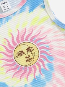 SHEIN Tank Tops & Camis Bé Gái Đồ họa Cà vạt nhuộm Giải trí - Nhiều màu - Xem 3