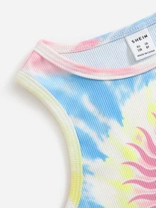 SHEIN Tank Tops & Camis Bé Gái Đồ họa Cà vạt nhuộm Giải trí - Nhiều màu - Xem 4