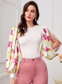 Modelyn 印花開衩袖上衣 - 彩色 - 查看 1
