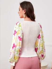 Modelyn 印花開衩袖上衣 - 彩色 - 查看 2