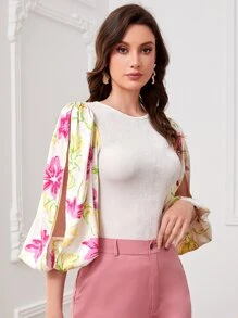 Modelyn 印花開衩袖上衣 - 彩色 - 查看 5