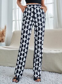 Quần nữ Nút Túi Dây kéo Tất cả trên in Giải trí - Xanh và trắng - Xem 1