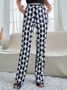 Quần nữ Nút Túi Dây kéo Tất cả trên in Giải trí - Xanh và trắng - Xem 4