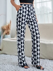 Quần nữ Nút Túi Dây kéo Tất cả trên in Giải trí - Xanh và trắng - Xem 5