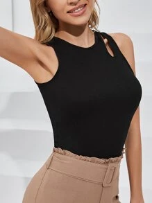 SHEIN Essnce Top tank con diseño de abertura - Negro - Ver 3