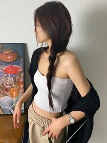 Dazy-Less 女士细肩带派对/正式夏季背心性感女式上衣短款女式上衣 - 白色 - 查看 3