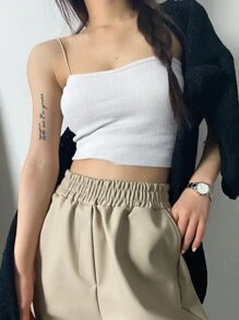 Dazy-Less 女士细肩带派对/正式夏季背心性感女式上衣短款女式上衣 - 白色 - 查看 4